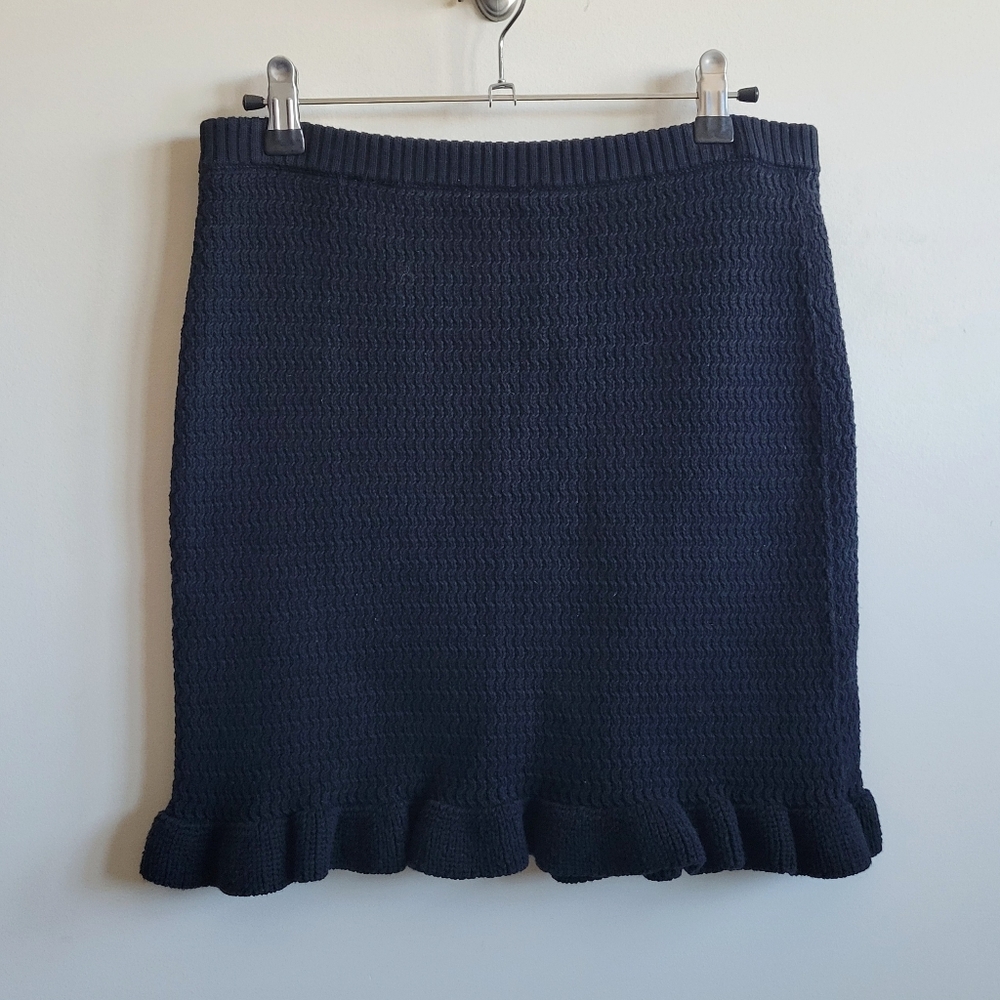 ARKET Knitted Frill Skirt in Black